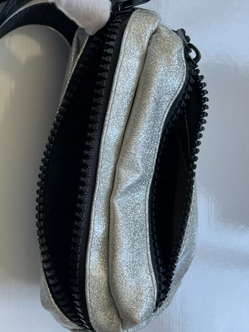 Girls Converse All Star Silver Glitter Fanny Pack | Metallic Waist Bag